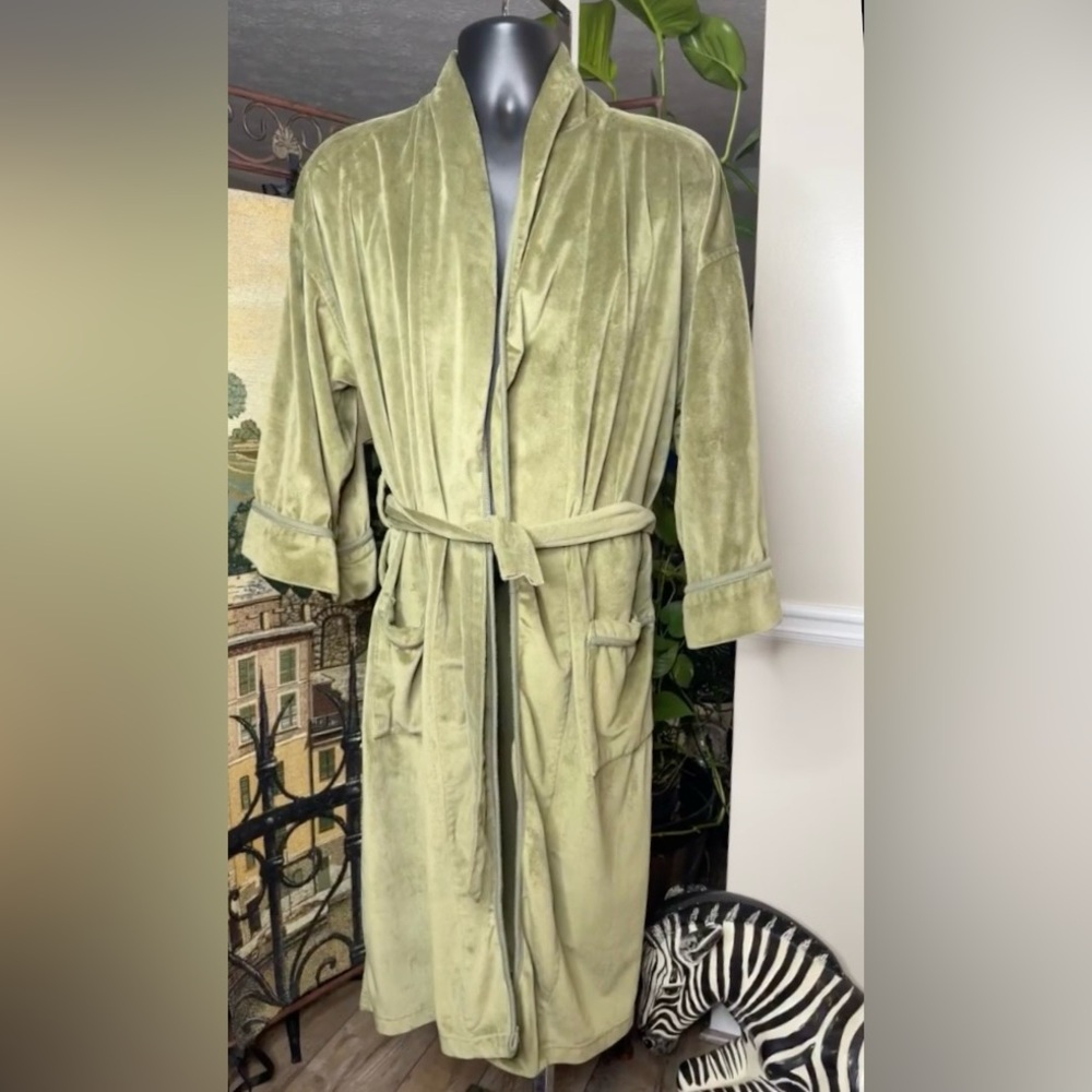 Claiborne Sleepwear Mens Olive Green Robe